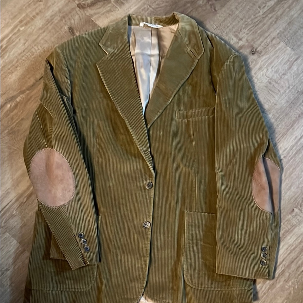 Olive Corduroy Blazer with Elbow Patches